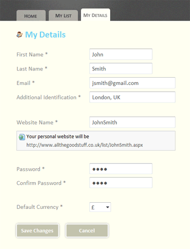 My Details